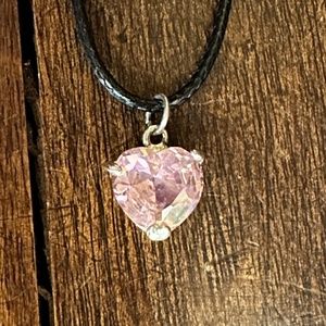 vintage pink Swarovski crystal sterling heart pendant